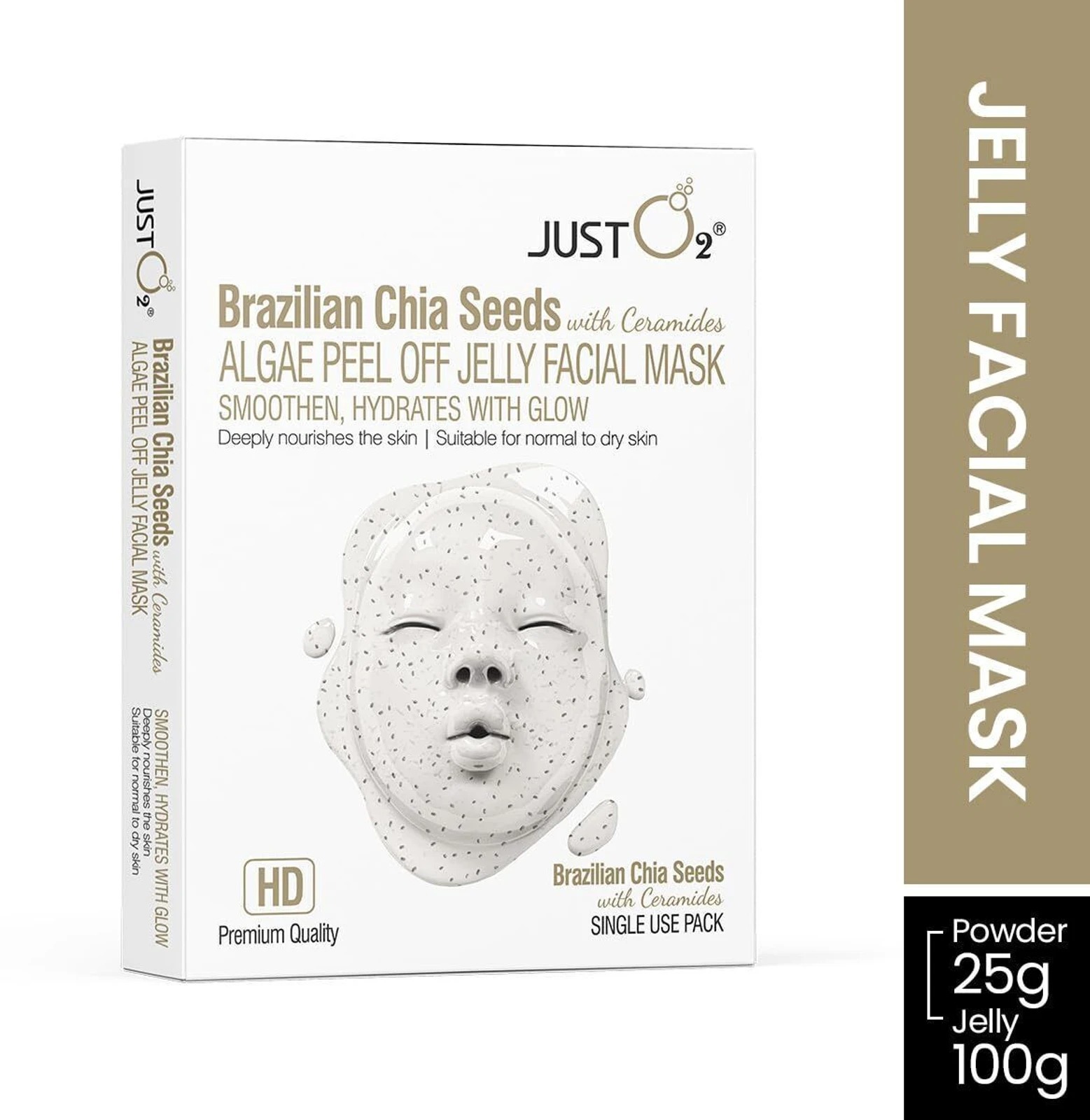 JUST O2 ALGAE PEEL-OFF JELLY FACIAL MASK - BRAZILIAN CHIA SEEDS -125 G