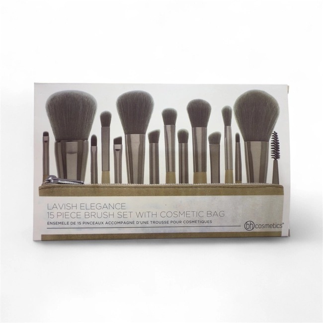 BH COSMETICS LAVISH ELEGANCE 15-PIECE BRUSH SET WITH COSMETICS BAG