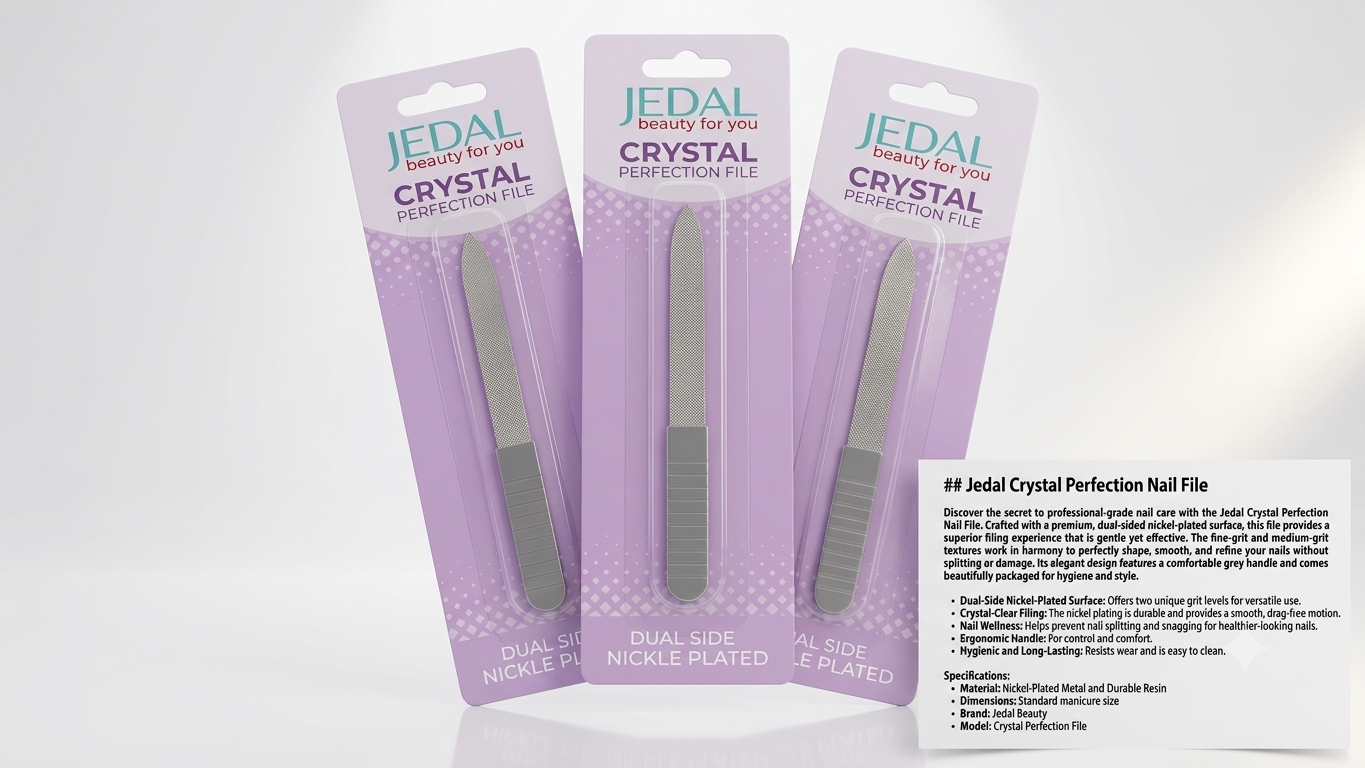 JEDAL BRANDED CRYSTAL PERFECTION NAIL FILES FEATURING DUAL-SIDE NICKEL-PLATED SURFACES