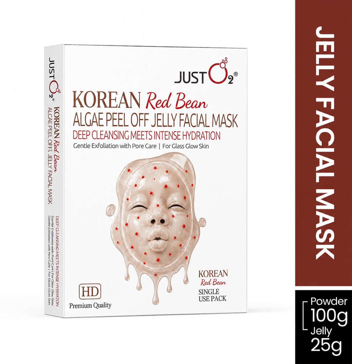 JUST O2 ALGAE PEEL-OFF JELLY FACIAL MASK - KOREAN RED BEAN -125 G